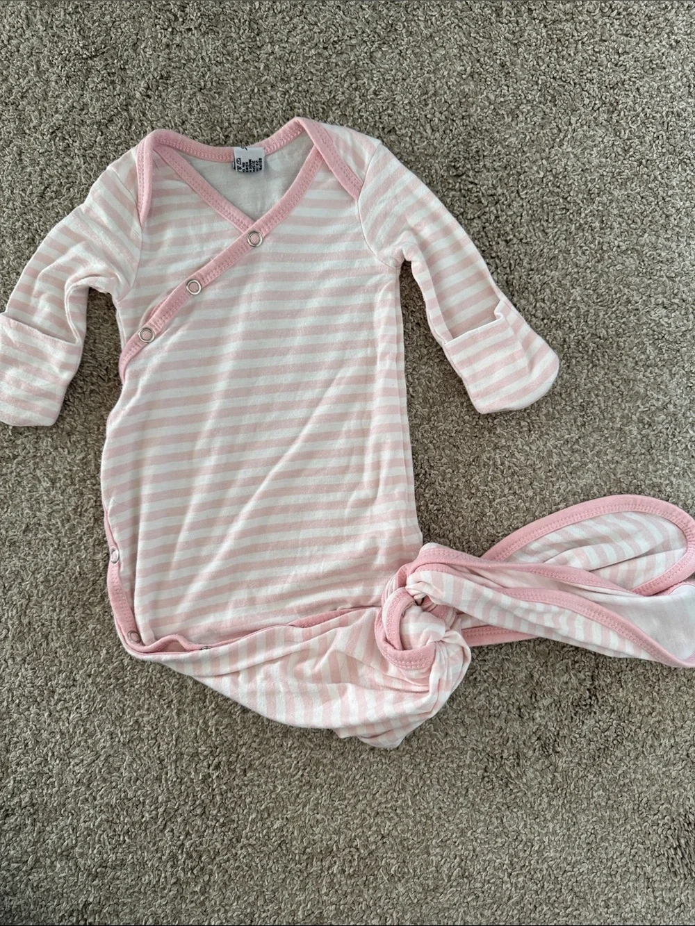 COPPER PEARL Pink & White Striped Baby Gown